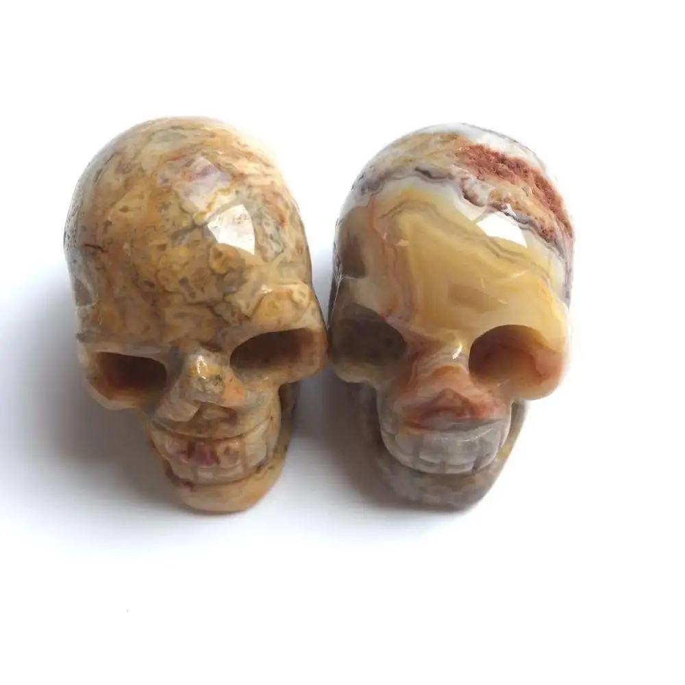 

High Quality 1.5 inches Natural Crazy Agate Hand Carved Crystal Skull For Present Or Collection ZY