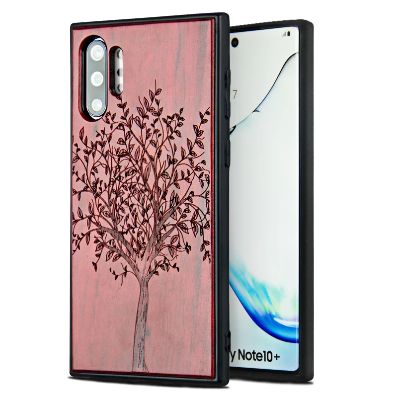 

YFWOOD Compatible for Samsung Galaxy Note 10+ Plus/5G /Pro Wooden Case - Real Rose Wood Grain Premium Protective Slim Back Cover