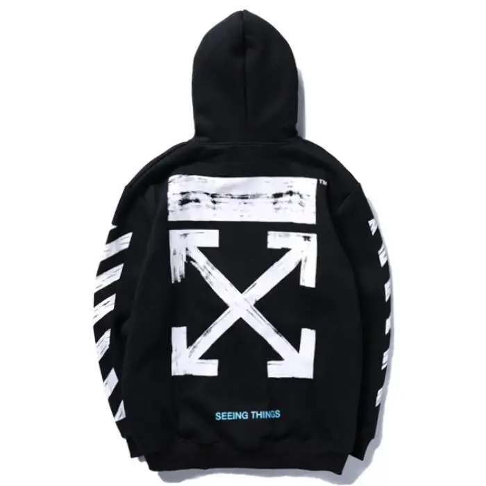 Off-White OW косая полоска граффити стрелы мужские парные модели Осень Зима хлопок Повседневная Свободная Толстовка с капюшоном куртка