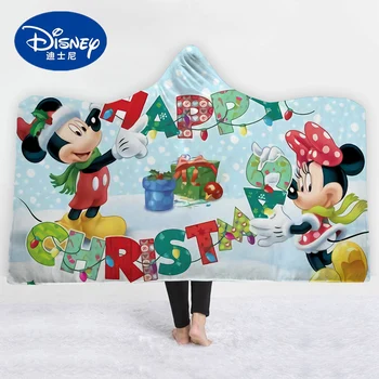 

Disney Mickey Mouse Christmas Hooded Blanket Flannel Plush Thin Quilt Sofa/bed/plane Travel Bedding Blanket In Cap Warm gifts