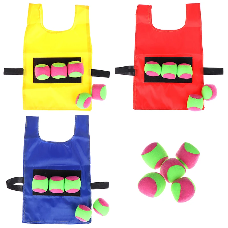 Game Props Vest Game Vest Waistcoat With Sticky Ball Throwing Children Kids Outdoor Fun Sports Toy