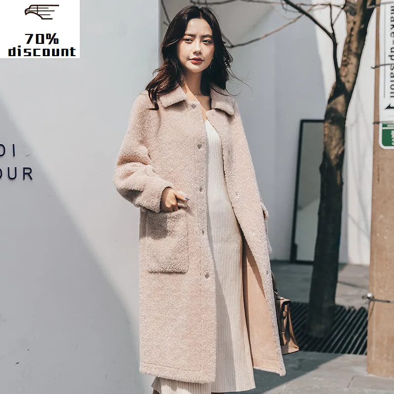 

Real Sheep Shearling Fur Coat Female 300% Wool Coats 2020 Winter Jacket Women Korean Long Jackets Chaqueta Mujer MY4363