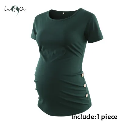 Комплект из 3 предметов; Одежда для беременных; Ropa Embarazada; футболка; топы; Футболка для беременных; повседневная одежда с оборками сбоку - Цвет: as pic