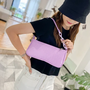 

Retro Alligator Pattern Women Small Shoulder Bags PU Leather Casual Subaxillary Bags Bolsa Mujer Underarm Bags 2020 New Handbags