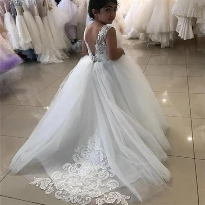 

Flower Girl Dresses for Weddings Tulle Princess Lace Holy First Communion Gowns Party Pageant Dress For Girls