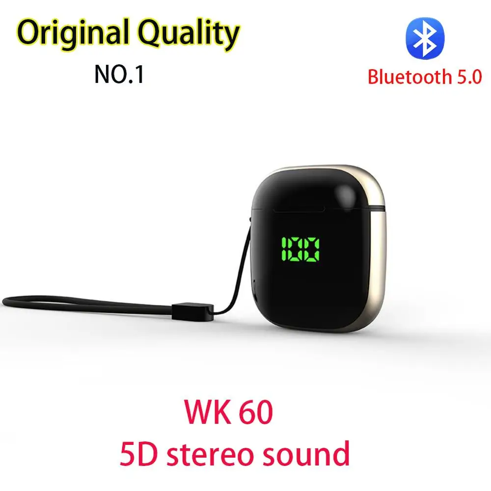 WK60 black gold Обновленные i99 TWS 1:1 беспроводные bluetooth-гарнитуры наушники tws i11 i12 для iPhone Android не i20 i30 i60 i1000 i200 Tws - Цвет: WK60 black gold