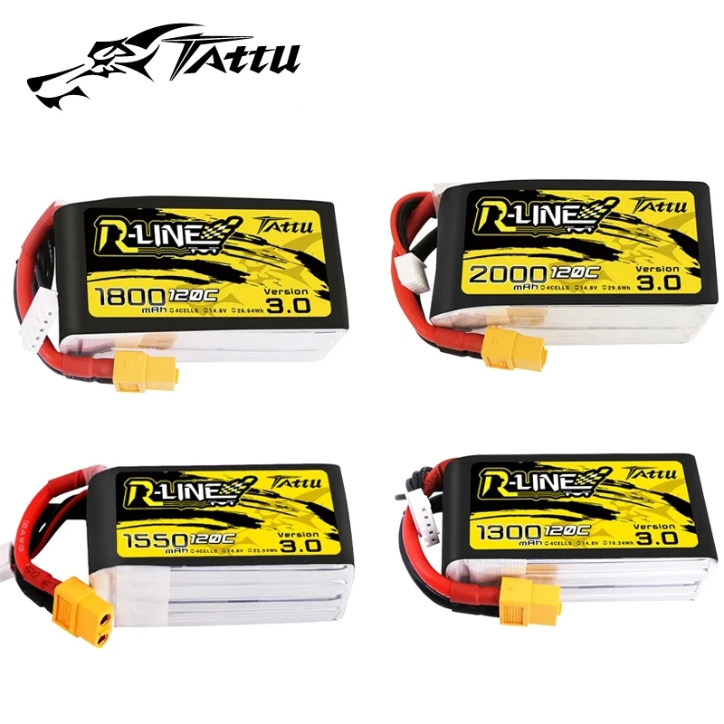 

Tattu R-line Rline V3 3.0 120C 1050/1300/1550/1800/2000mAh 4S 6S Lipo Battery Strap XT60 Plug FPV Racing Drone RC Quadcopter