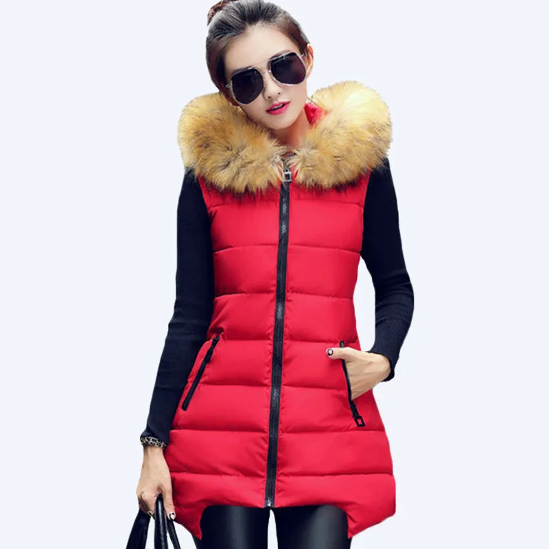 Зимний женский жилет с меховым воротником в стиле Харадзюку 2019 плюс размер 4XL
