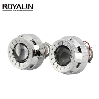 

ROYALIN Car Styling 1.8 2.0 HID Bi xenon Headlight Projector Lens Metal Mini Gatling Gun Shroud Motorcycle H1 H7 H4 Retrofit