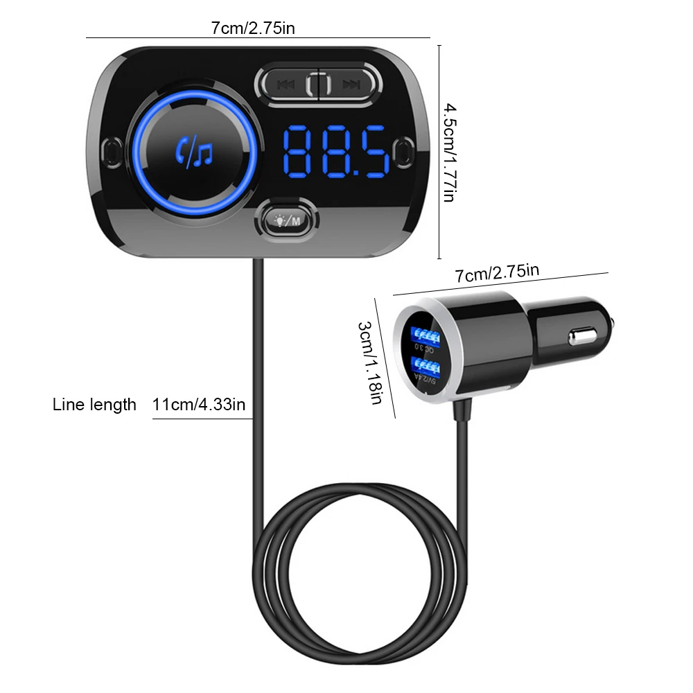 

Intelligent Multifunction Usb Bluetooth Hands-Free Calling Music Audio Receiver Fast Charge Car Mp3 FM Radio Player U Disk/Tf
