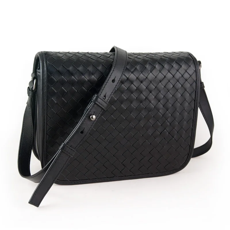 

Summer Skin Weave Genuine Leather Woman Single Shoulder Satchel Sheepskin Small Square