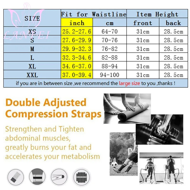 LANFEI Hot Noeprene Slimming Sweat Belt Men Belly Waist Trainer Weight Loss Corset Sauna Body Shaper Sport Workout Strap Fajas