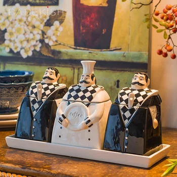 

Ceramic Seasoning Pot Set Household Kitchen Seasoning Containers Condiment Dispenser Restaurant Sealed Cans Set