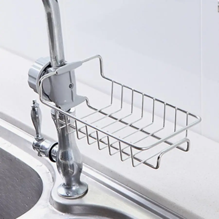 Clip-on Faucet Drain Rack Utensil Scouring Pad Sponge Soap Storage Holder Sink Organizer | Дом и сад