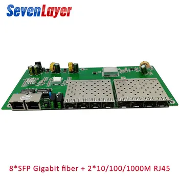 

10/100/1000M 8 SFP 2 RJ45 Gigabit Ethernet switch PCBA board Fiber Optical Media Converter 8 Port 1.25G SFP