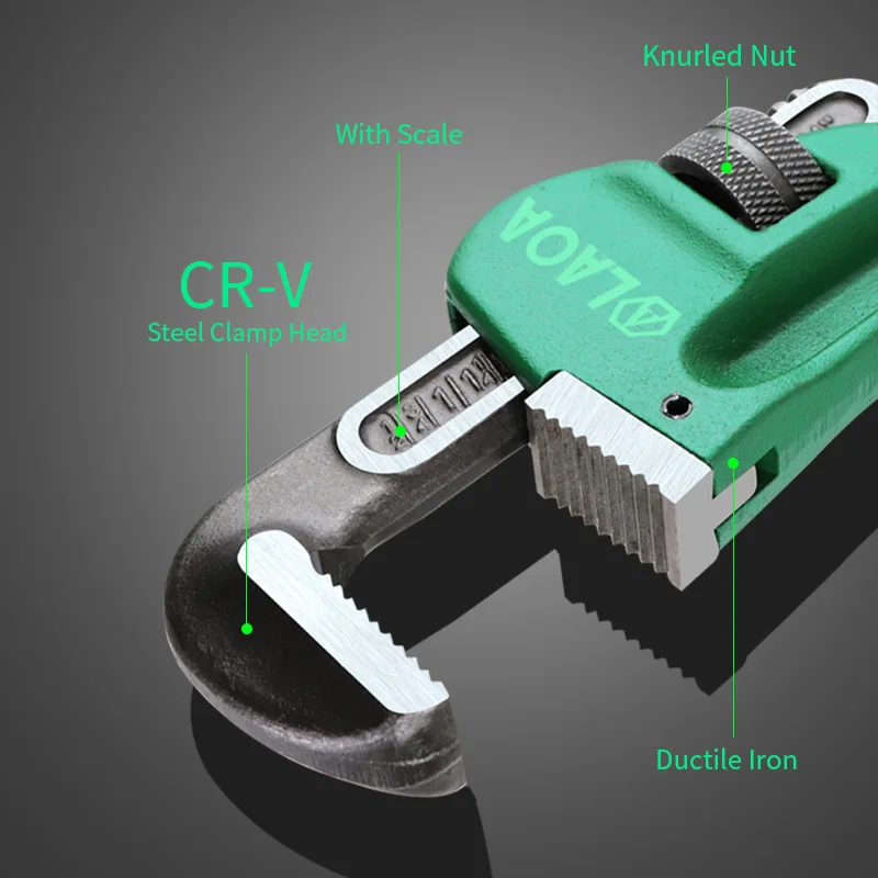 Online Llave de tubo LAOA resistente 8 pulgadas 10 pulgadas 14 pulgadas 18 pulgadas llave de plomería Cr V acero Anti óxido herramientas manuales anticorrosión