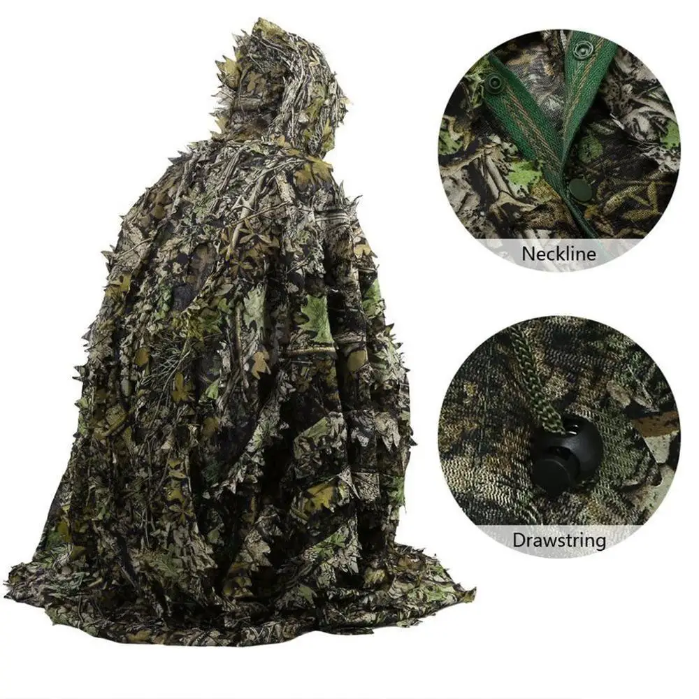 Ghillie Suit 3D Camouflage Suits Sniper Hunting Clothes Leaves Poncho Stealth Cloak CS Game Clothing