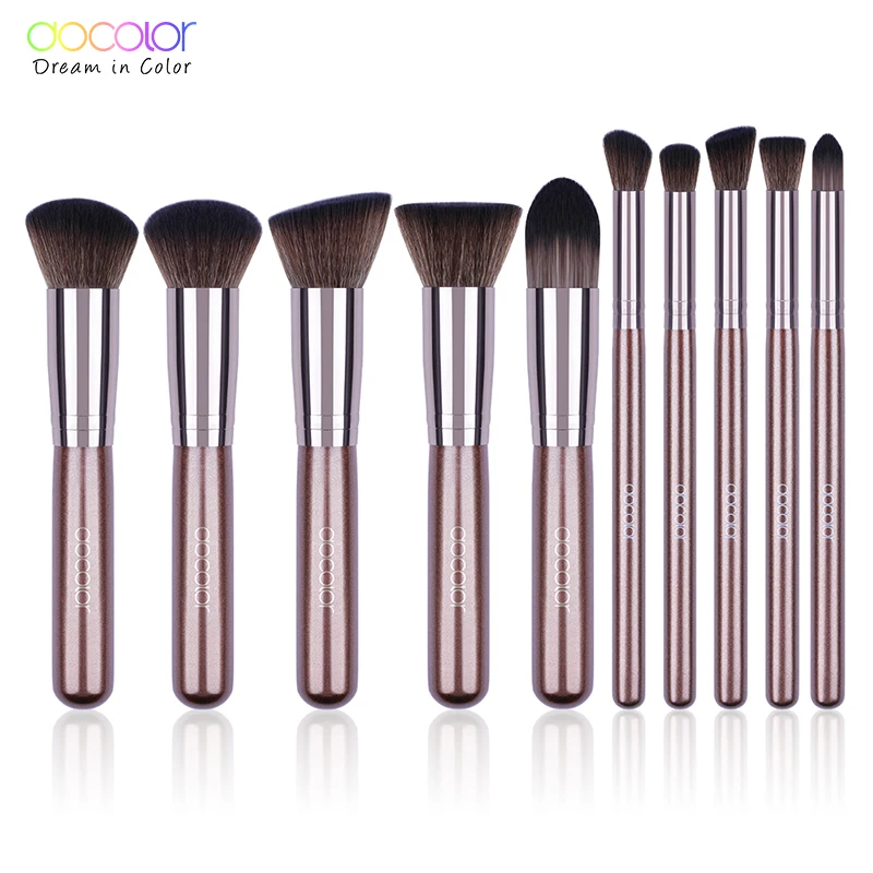

Docolor 10pcs Makeup Brushes Set Powder Foundation Eye Blush Brush Cosmetic Professional Makeup Brush Kit Tools