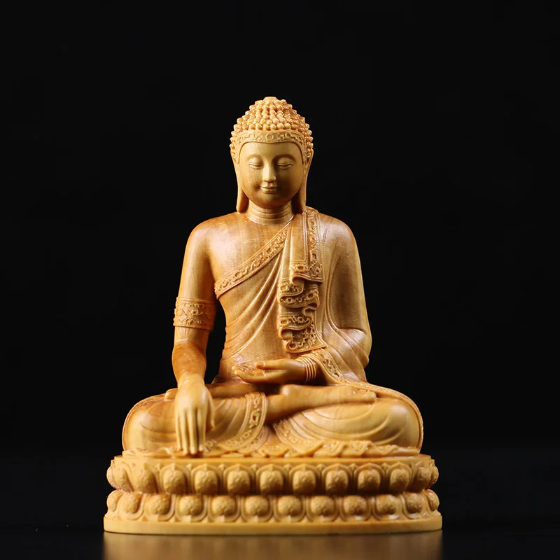 

Boxwood Carving Home Feng Shui Carving Arts and Crafts Sakyamuni Buddha Thai Buddha Small Ornaments Thai Temple Worship Statue