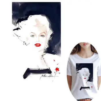 

Beautiful Girl Stickers Stripe Applique On Clothes Iron-On Transfers For Clothing Women Tshirt Accessories Flower Thermo-sticker