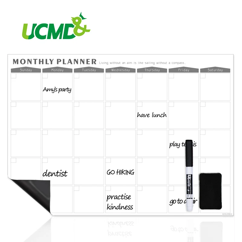 

42x30cm Magnetic Grocery List Erasable Calendar Large Whiteboard Message Boards Monthly Planner Fridge Magnets for Refrigerator