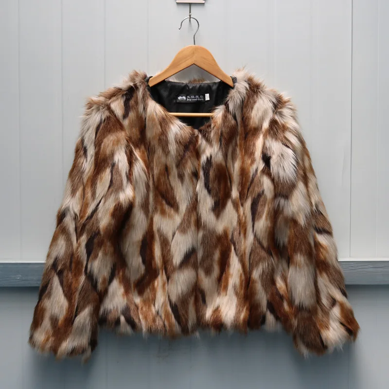 6XL 5XL 4XL 3XL Women Faux Fur Coat Fashion Long Sleeve Autumn Winter Coat Women Plus Size Female Fur Coat Brown chaqueta mujer