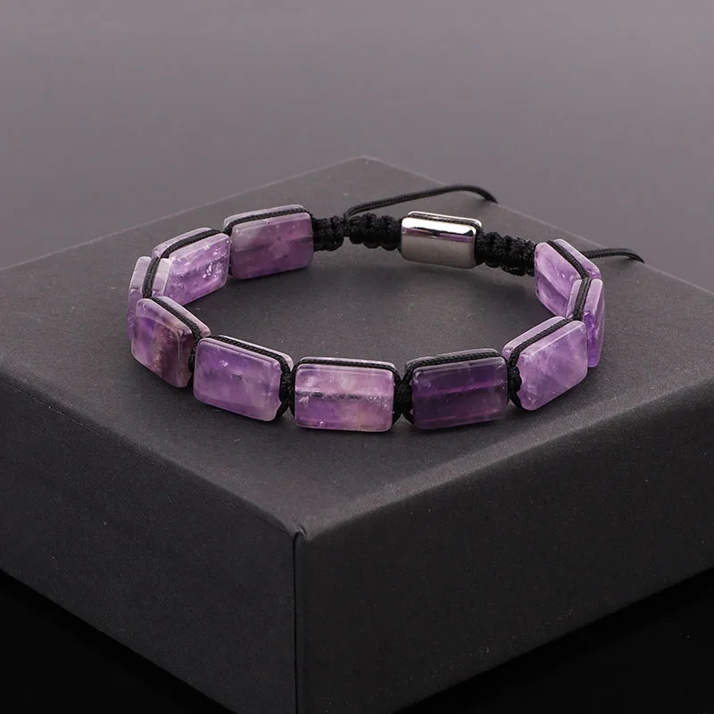 New Arrival Natural Stone Square 7 Chakra Energy Stone Crystal Beads Braided Custom Macrame Bracelet Jewelry Men Women - Image 2
