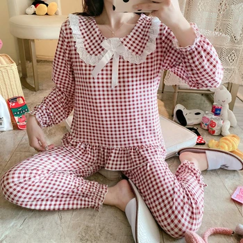 

New 2020 Women Cotton Pajamas Set Short Sleeve Nightwear Printed Loungewear Pyjama Female Sleeping Wear Two Piece PJ Suit M-5XL
