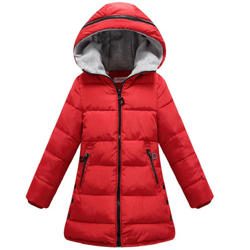 Коллекция года, осенне-зимняя куртка для девочек, одежда детское пальто с хлопковой подкладкой и капюшоном детская одежда парки для девочек Enfant, куртки и пальто - Цвет: Red