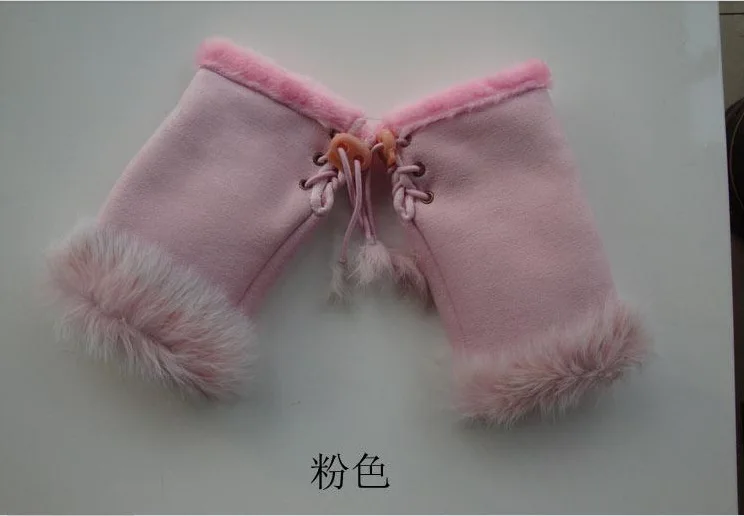 pink 10 шт., женские зимние перчатки без пальцев с искусственным кроличьим мехом, теплые качественные модные дизайнерские Имитация меха кролика - Цвет: pink