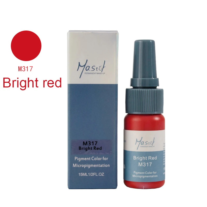 M317 Bright red Mastor Permanent Makeup tattoo ink, pure organic liquid pigment 1/2Oz(15ml) for eyebrow/lip tattoo ink - Color: M317 Bright red