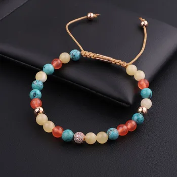 JARAVVI High Quality New Cute Design Mix Natural Stone Colorful Beads Macrame Bracelet Women Jewelry Gift