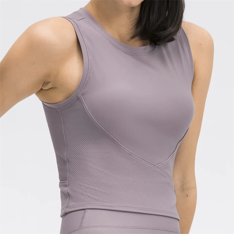 High Neck Cropped Workout Vest Sports Top Gym Women High Neck Yoga