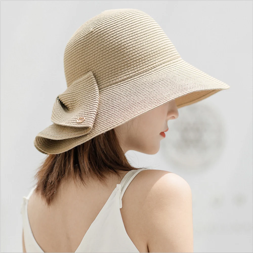 Beach Hat Wide-brimmed Beach Hat Panama Women's Straw UV Protection Foldable Sun Protection Holiday Outdoor Sport