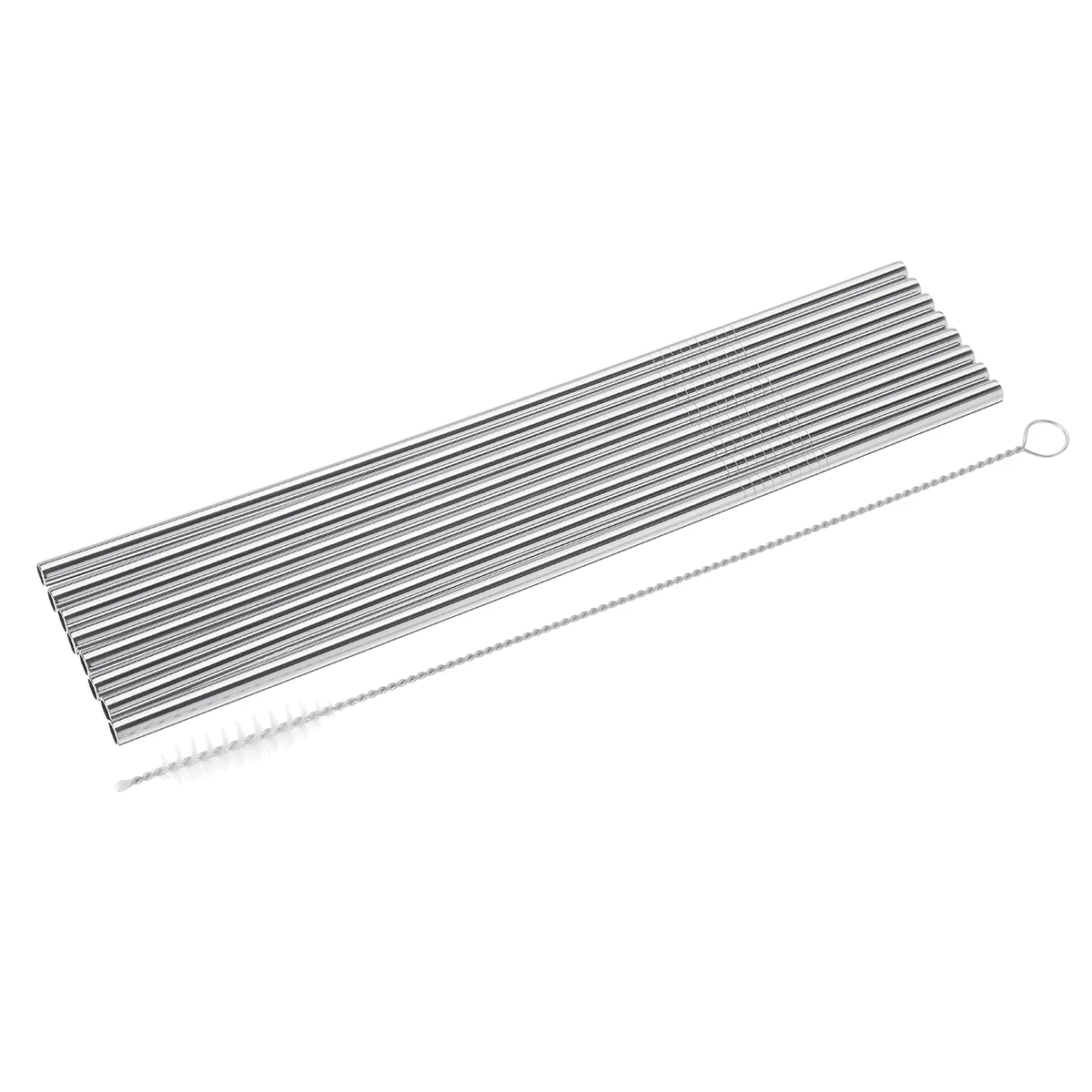 8pcs Straight 8/10pcs Reusable Drinking Straw Metal Stainless Steel Straw Bent Straight Drink Straws w/Cleaner Brush For Mugs 21.5x6mm - Цвет: 8pcs Straight