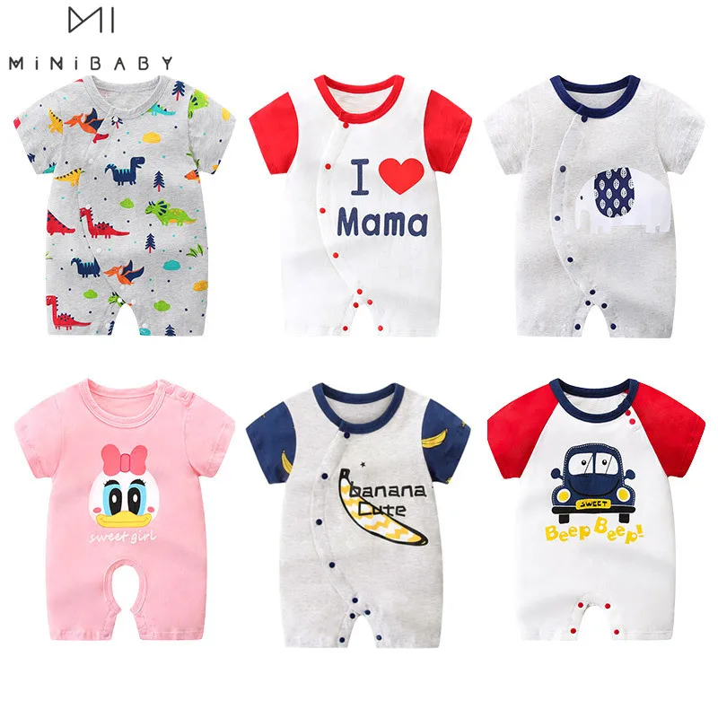 

Brand Minibaby Summer Baby Clothes , New Born Baby Girl Clothes cotton Romper super quality Rompers For Babies boys Costume