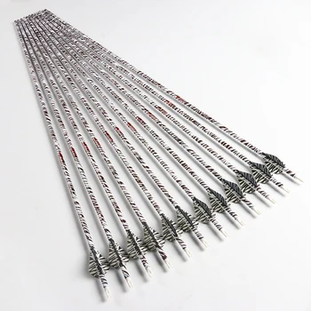 

12pcs New Spine 400 32'' Zebra Carbon Arrow 2" Tiger Stripe Vanes Recurve Traditional Bow Hunting and Shooting