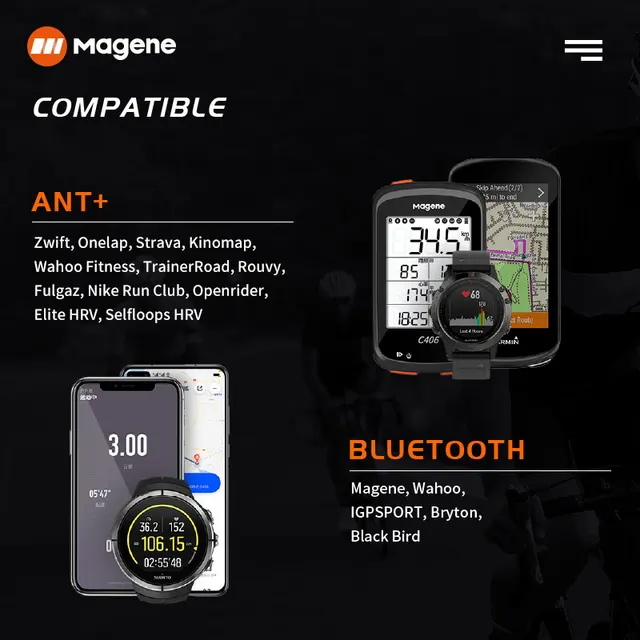 Magene Mover H64 sensore di frequenza cardiaca Dual Mode ANT Bluetooth con cinturino pettorale ciclismo Computer Bike forWahoo Garmin Sports Monitor 5