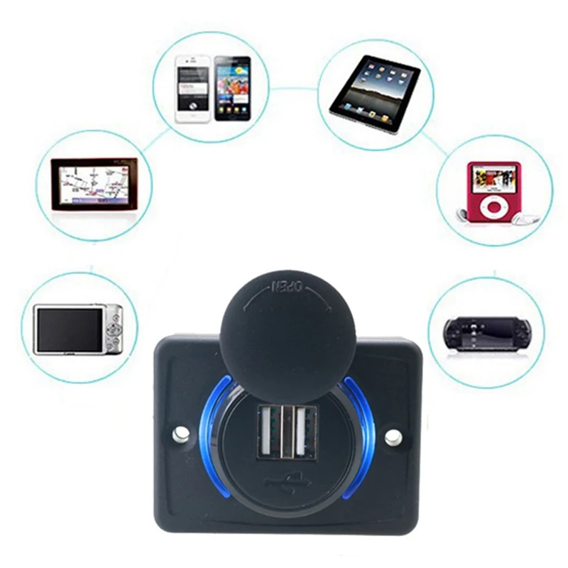 Апертура, светодиодный, двойной, USB, 12 В, автомобильное зарядное устройство, 3.1A, быстрая зарядка, 2 порта, USB, для телефона, быстрое зарядное устройство, автомобильное, USB разъем, адаптер, автомобильный аксессуар