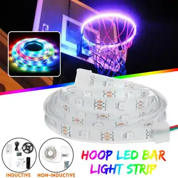 

Hoop LED Bar Light Strip Basketball Rim Attachment Helps You Shoot Hoops At Night Light Bar Inductive/Non-inductive with Remote