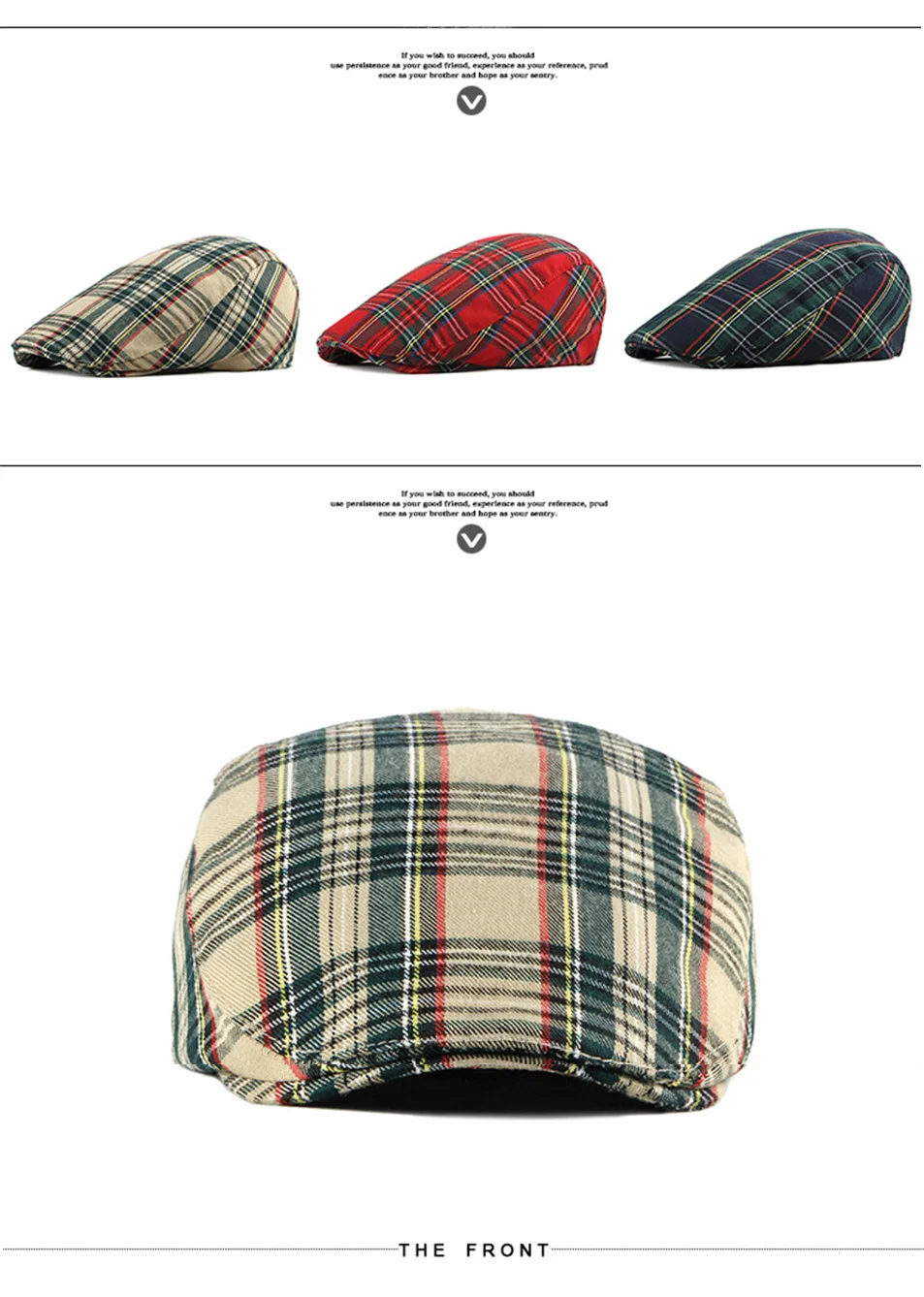 flat beret cap FS 2020 Summer Casual  Formal Cap For Men Women Cotton Vintage Berets Hats Green Red Classic Checkered Stylish Boina Casquette male french beret