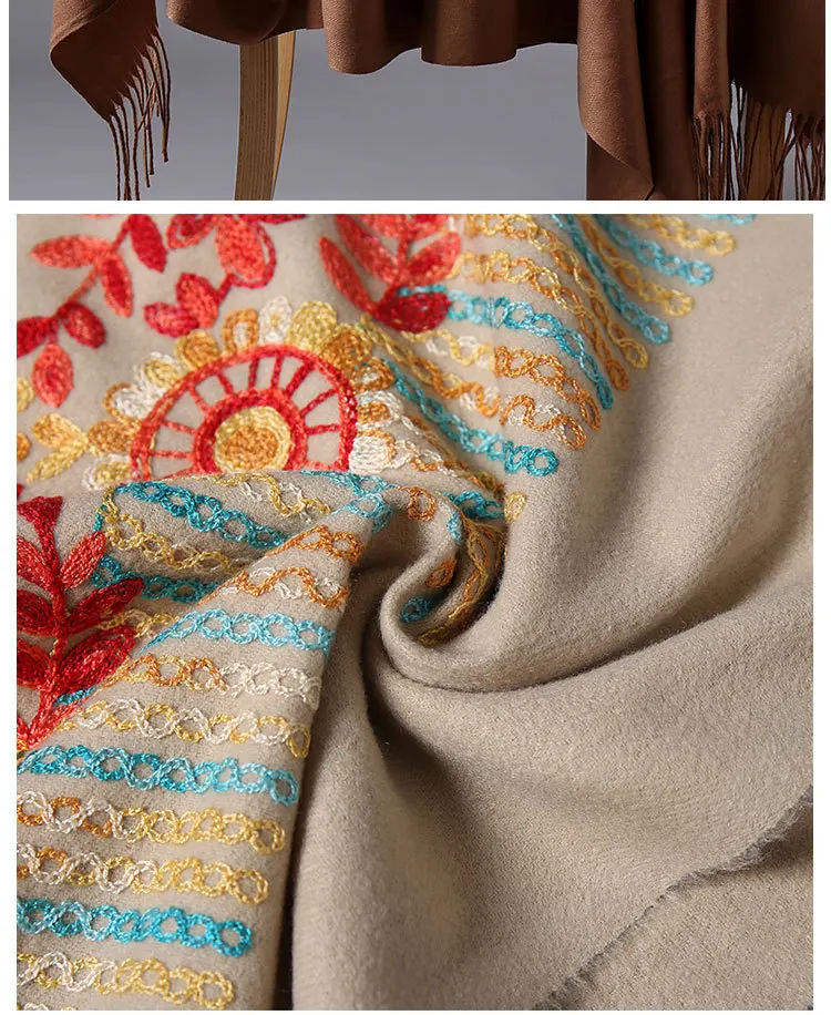 Бренд embroidy2019 шарф для женщин зимние новые кашемировые шарфы Дамская Шаль Обертывание женский платок одеяло с кисточками бандана Пашмина