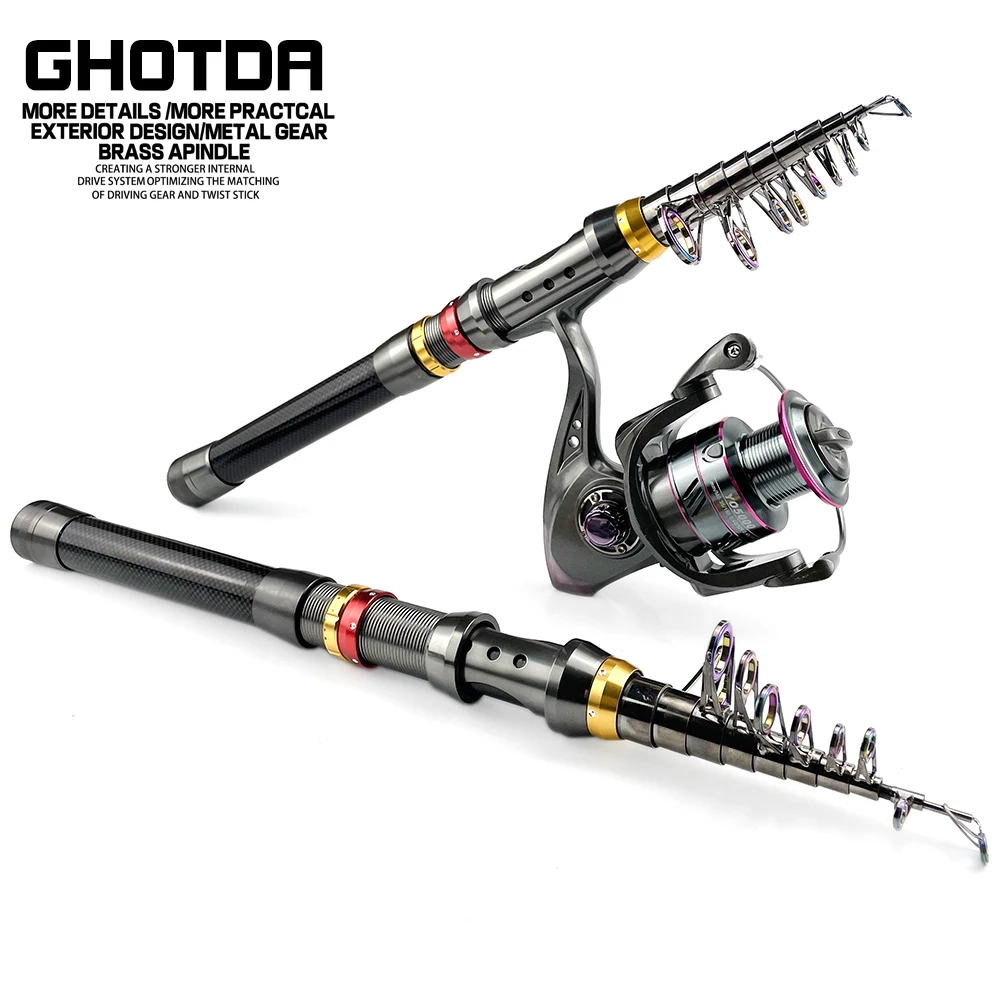 thumbnail image 2 of PROBEROS Fishing Rod & Reel Combo - 6.9ft Telescopic Carbon Fiber Pole With Baitcasting Reel & Full Tackle Kit 2 of 10