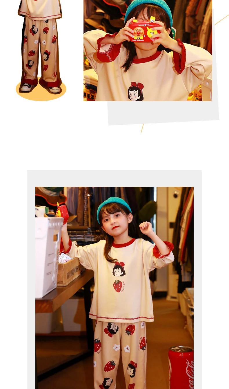 Toddler Girl Cartoon Pajamas Christmas Kids Cotton Sleepwear Bathing Suit Children Pyjamas Sets T-shirt Pants Bedroom Nightwear