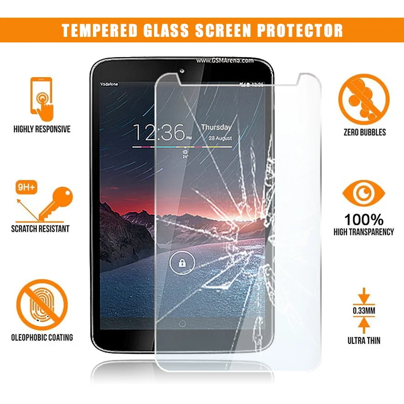 

For Vodafone Smart Tab 4G 8.0" Tablet Tempered Glass Screen Protector Scratch Resistant Anti-fingerprint Film Cover