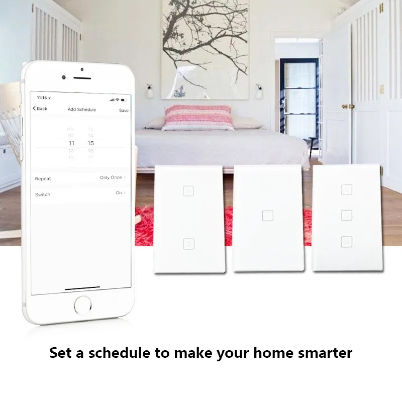 ZUCZUG US/EU Regulations Smart Switch 1/2/3 Gang WIFI Remotely Light Control Wall Switch For Alexa Goole Voice Control Switch