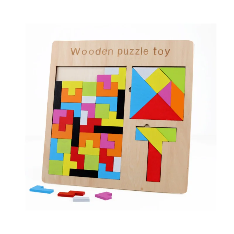 Saizhi 3 в 1 Деревянный Tangram головоломка игрушки тетрис игра дошкольного волшебства интеллектуальная развивающая детская игрушка SZ3021