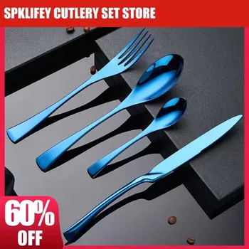 

Spklifey Dinnerware Spoon and Fork Set Black Cutlery Fork Spoon Knife Set Kitchen Cutlery Tableware Dinner Stainless Cutlery Set