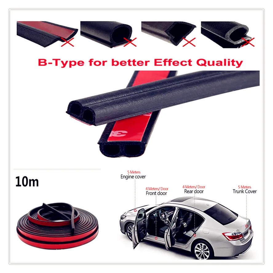 

CAR 10m Door Seal Strip Rubber sealing Strips for Mitsubishi ASX Endeavor Expo Galant Grandis Lancer Mirage Montero