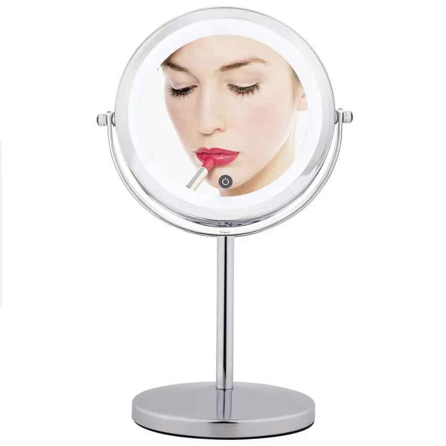 

7 Inch 7x 10x LED Magnification Circular Makeup Mirror Double Sided Round Shape Rotating Cosmetic Mirror Stand Magnifier Mirror